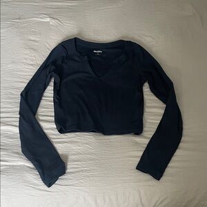 Hollister Dark Blue Long Sleeve Crop Top